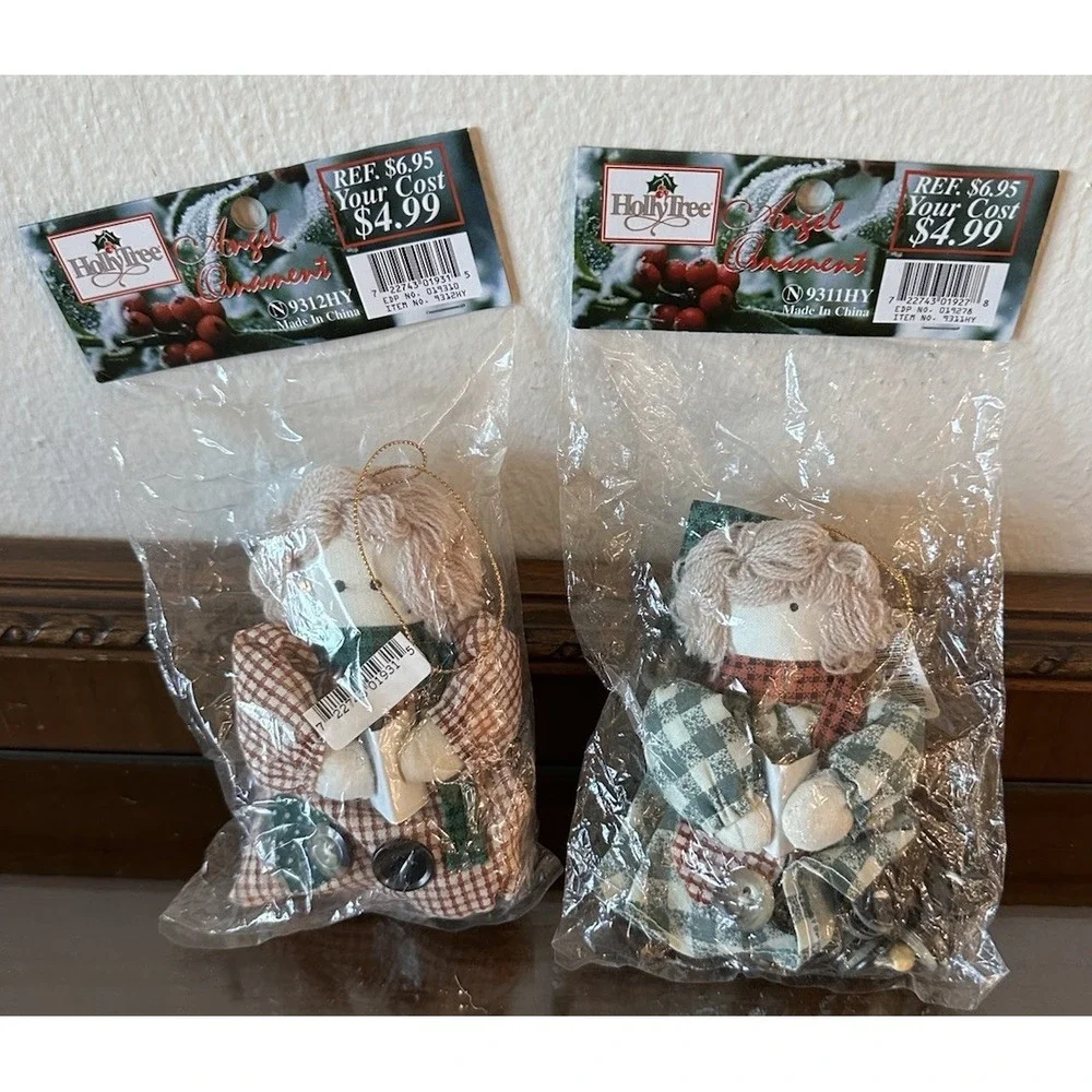 2 HollyTree Angel Ornament #9312HY NOS Vintage‎